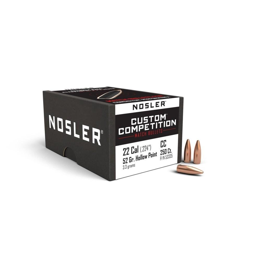 Nosler Custom Competition .22 Caliber .224 52 Gr HPBT 250 Count Bullets - Nosler - 22 CALIBER