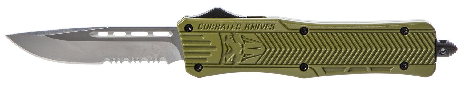 CobraTec MODCTK1MDS CTK-1 Medium 3" OTF D2 Blade OD Green Handle - CobraTec Knives