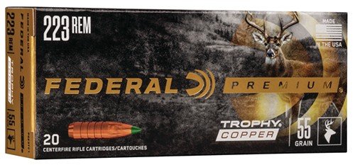 Federal Premium 223 Rem 55gr Trophy Copper 20rd Box - Federal Premium Ammunition - 223 Rem