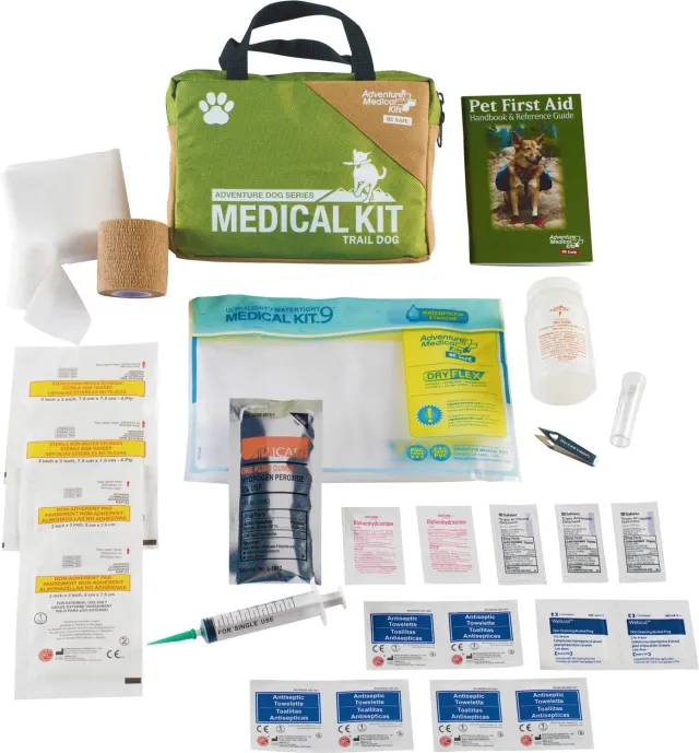 Adventure Medical Kits 01350115 Trail Dog First Aid Kit, Green, 7.5"x5.3"x1.5" - AMK