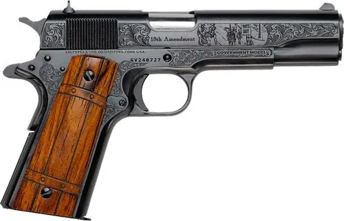 COLT 1911 PROHIBITION 45ACP 5" 8RD BLUED ENGRAVED WHISKY BRL