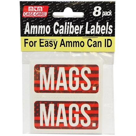 Buy MTM Ammo Caliber Labels MAGS 8 Pack 2.25"x1.08" Red and White online