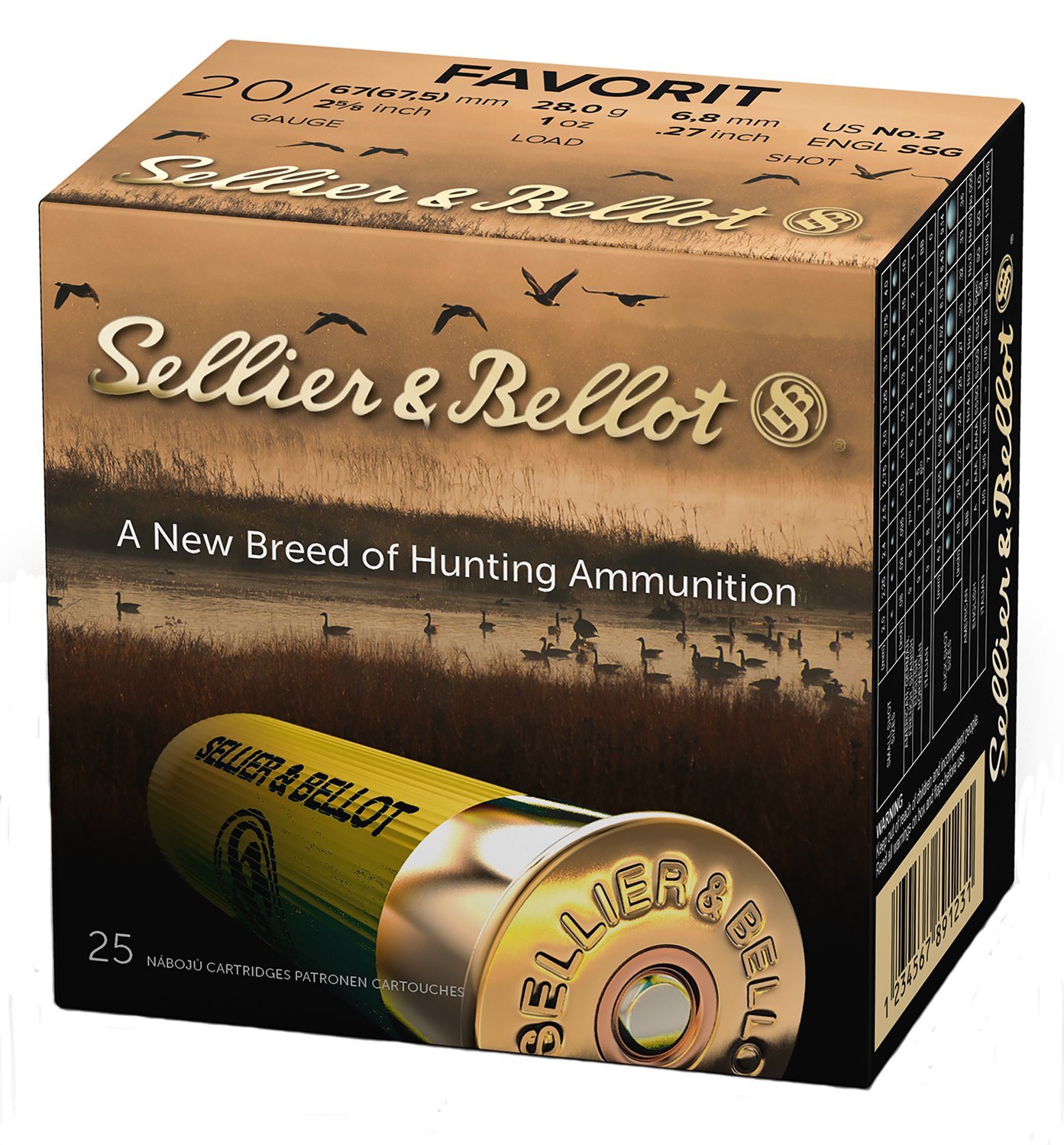 Buy Sellier & Bellot SB20BSA Hunting 20Gauge 2.75" 12Pellets 1oz 2Shot 25... online
