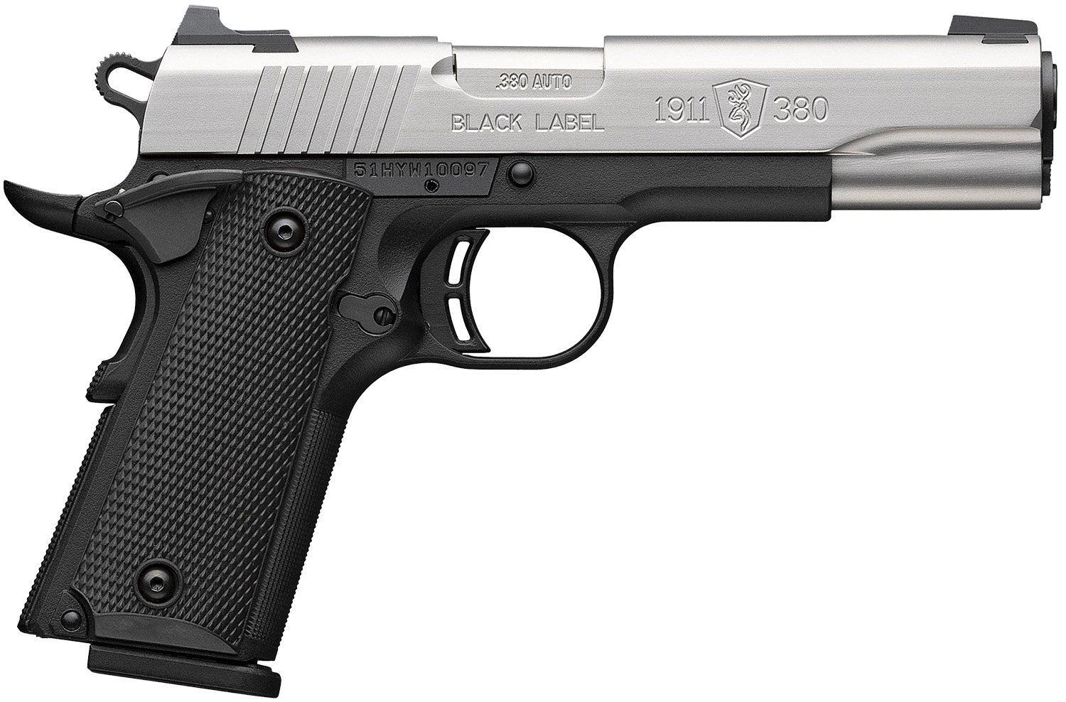 Browning 051118492 1911-380 4.25" 380 ACP 8+1 Stainless Steel Slide - Browning - 380 ACP