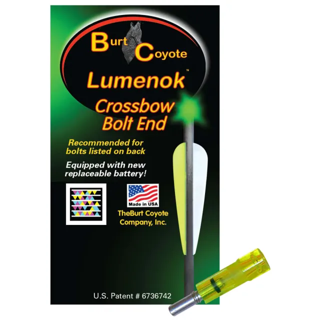 Lumenok GTF3G Crossbow Nocks Green Flat Gold Tip 3pk Lighted .300" ID - Lumenok
