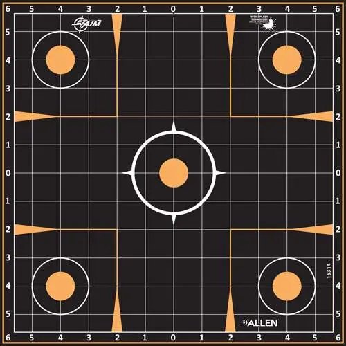 Allen EZ Aim Splash Sight-In Target 12x12 5pk - Self-Adhesive, Orange/Black - Allen Company