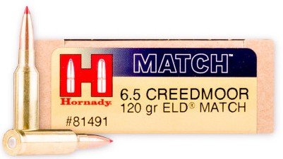 Hornady 81491 Match Target 6.5 Creedmoor 120 gr ELD-M 20 Per Box/ 10 Cs - Hornady Manufacturing Company - 6.5 Creedmoor