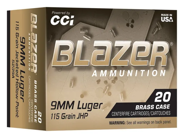 Buy CCI 5239A 9MM 115GR BLAZER BRASS JHP 20RD online