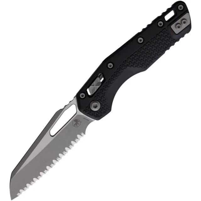 Microtech MSI 210T-12APPMBK 3.88 In Wharncliff Full Serrate Black Alu Handle - MICROTECH