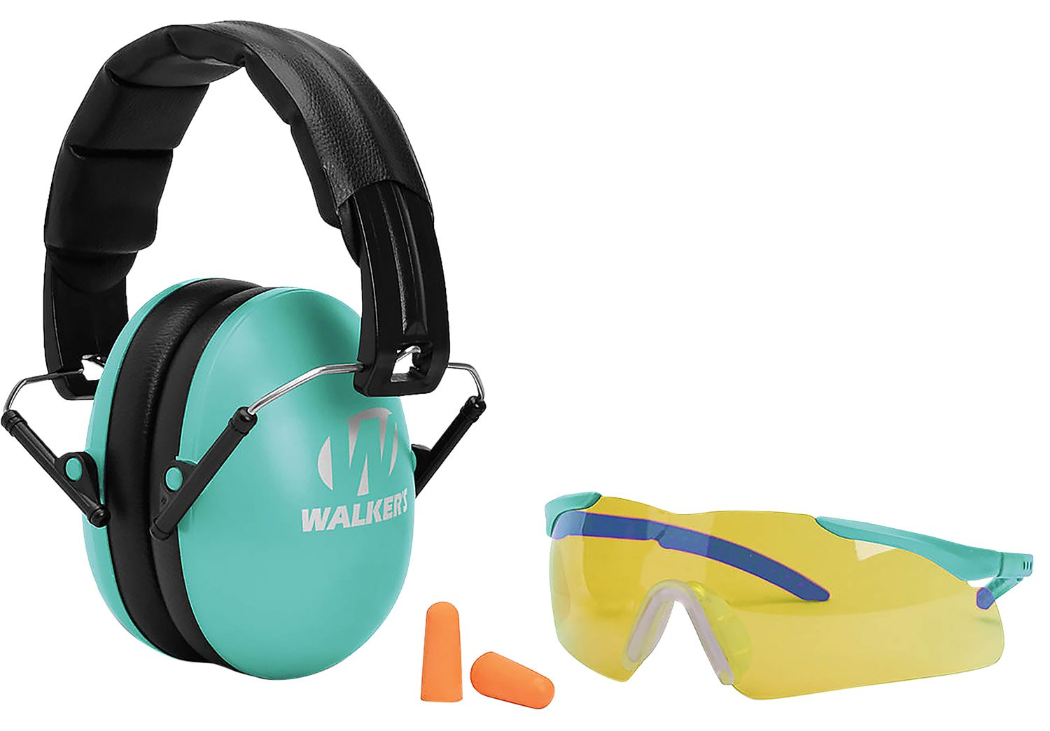 Walker's GWPYWFM2GFPLTL Folding Muff Combo 23 dB Black/Teal - Walker's