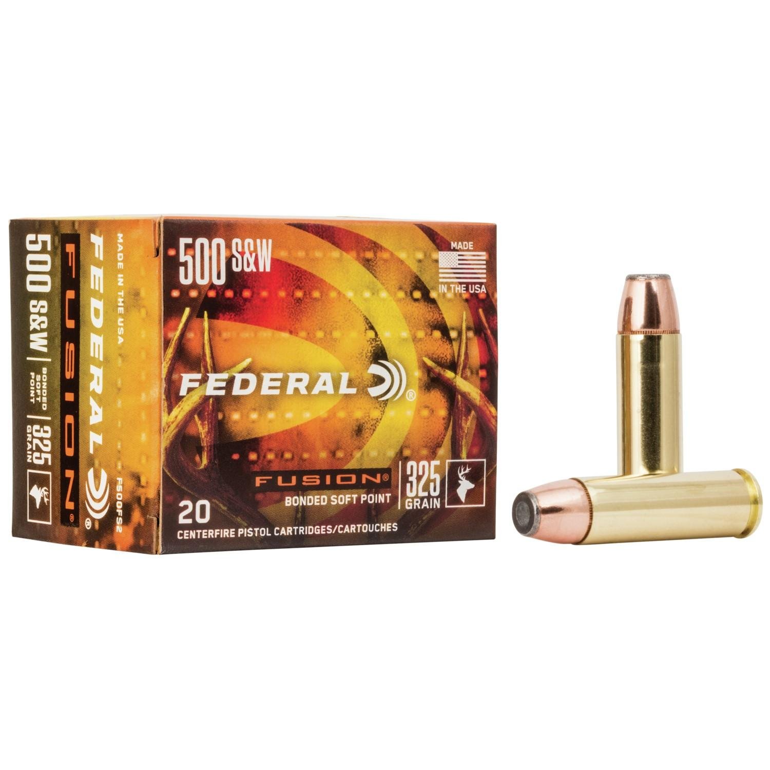 Federal F500FS2 Fusion Handgun 500 S&W Mag 325 gr Fusion Soft Point Ammo - Federal Premium Ammunition - 500 S&W Mag
