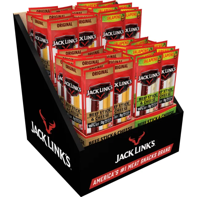 Jack Links 1.2oz Beef&Cheese Combo Counter Display 64ct Orig & Jalapeno - Jack Links