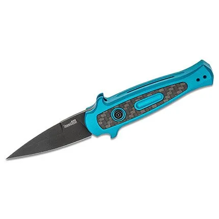 Kershaw 7125TEALBLK Launch 12 Mini-Stiletto 2.5" Teal Carbon Fiber - Kershaw