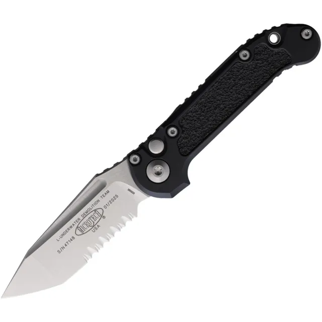 Microtech 1136-11 LUDT G3 3.5 In Stonewash Partial Serrated Black Handle - MICROTECH for sale at Iron and Lace