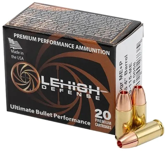 Wilson Combat LA9115ME 9mm+P 115gr Self Defense Ammo 20/Box - Lehigh Defense - 9mm Luger (9x19 Parabellum)