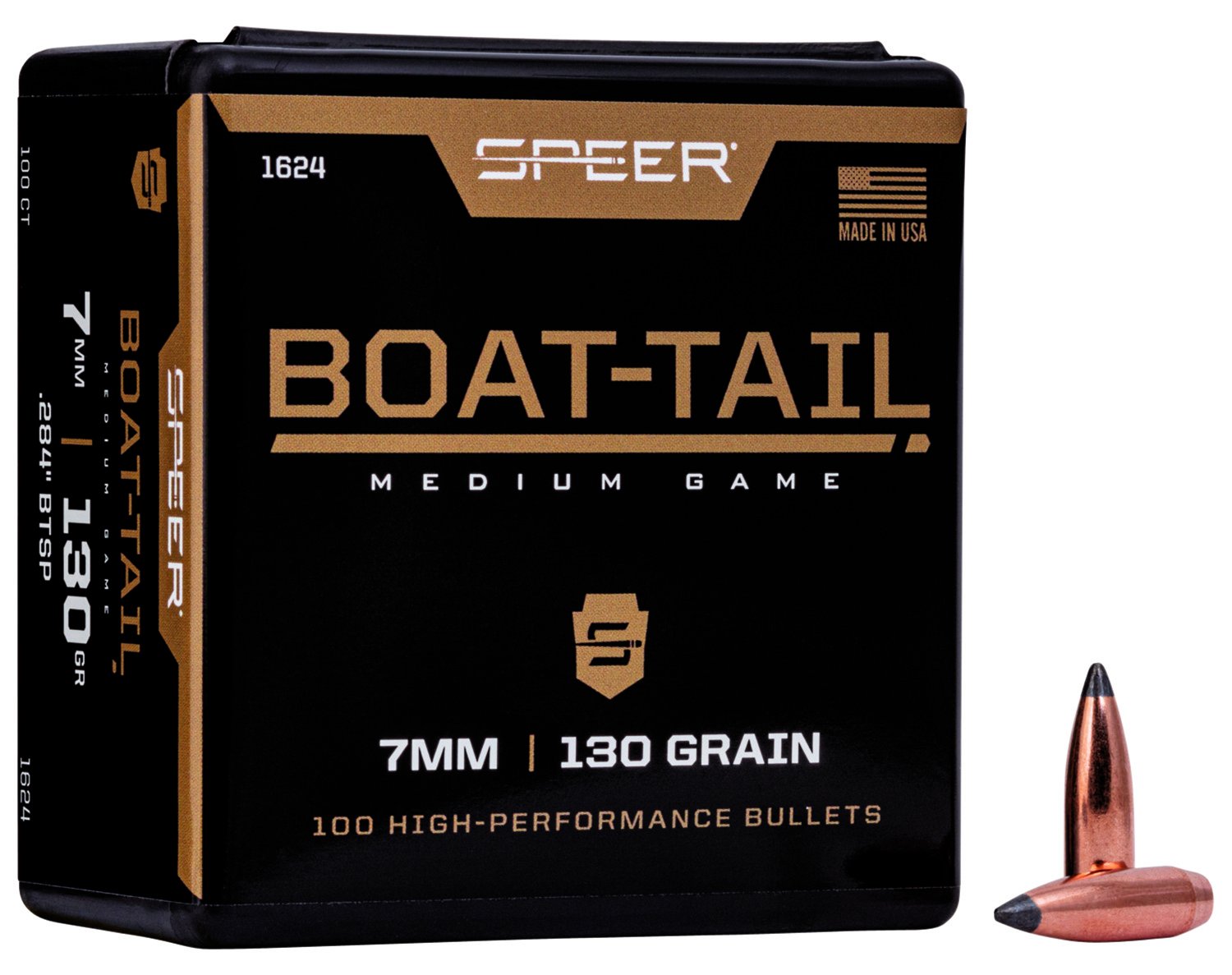 Speer 1624 7mm .284 130gr Boat-Tail Soft Point Bullets 100ct - Speer - 284 Caliber