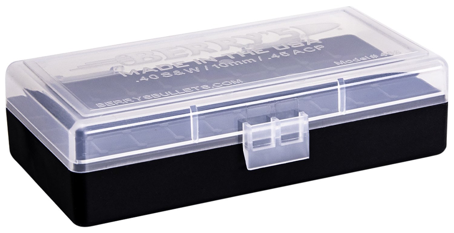 Berry's Ammo Box #408 - .40 S&W/.45 ACP 50/rd Clear/Black - Berry's Mfg