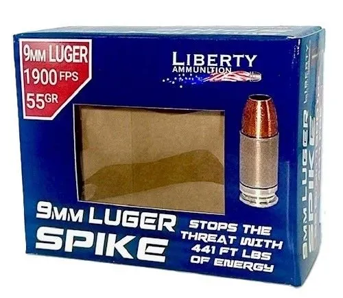Liberty Spike 9mm 55Gr Copper HP 20Rd Tactical Ammo - Liberty