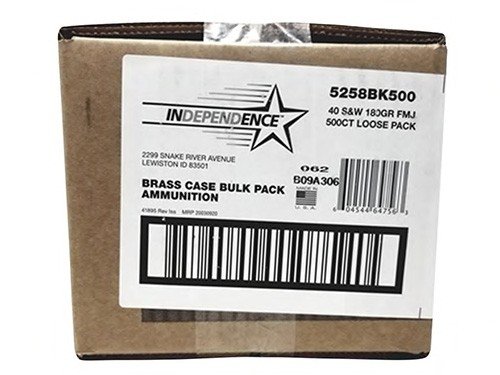 CCI Independence 40 S&W Ammo - 180 Grain FMJ, Brass Cased, 500 Rounds, High-Quality Target Practice Ammunition - CCI - 40 S&W