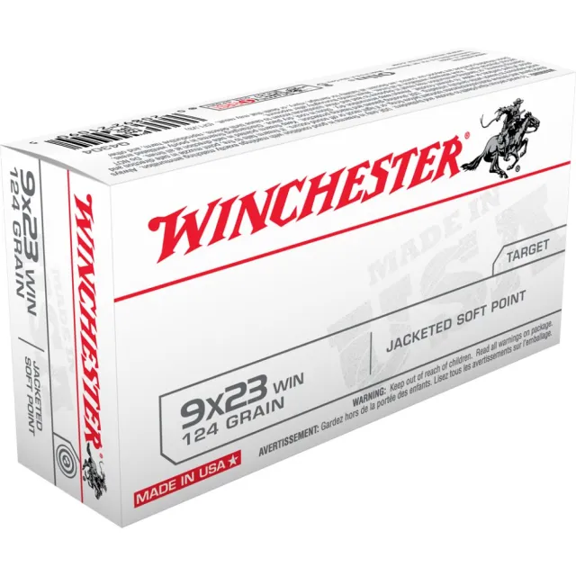 Winchester Ammo Q4304 USA Target 9x23 Win 124 gr Jacketed Soft Point (JSP) 50 Per Box/ 10 Cs
