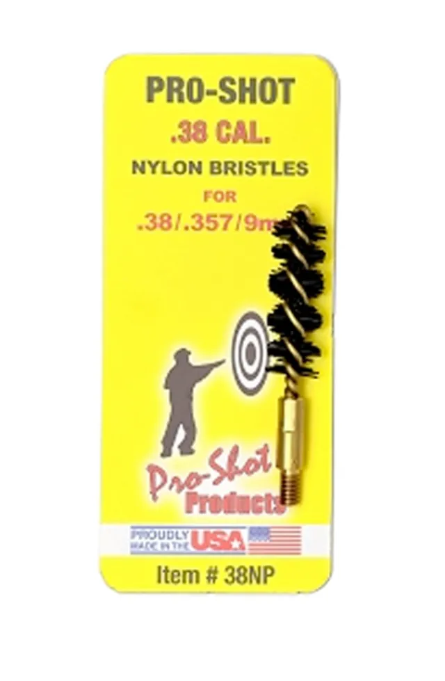 Buy Pro-Shot 38NP Bore Brush 9mm Pistol #8-32 Thread Nylon Bristles Brass Core online