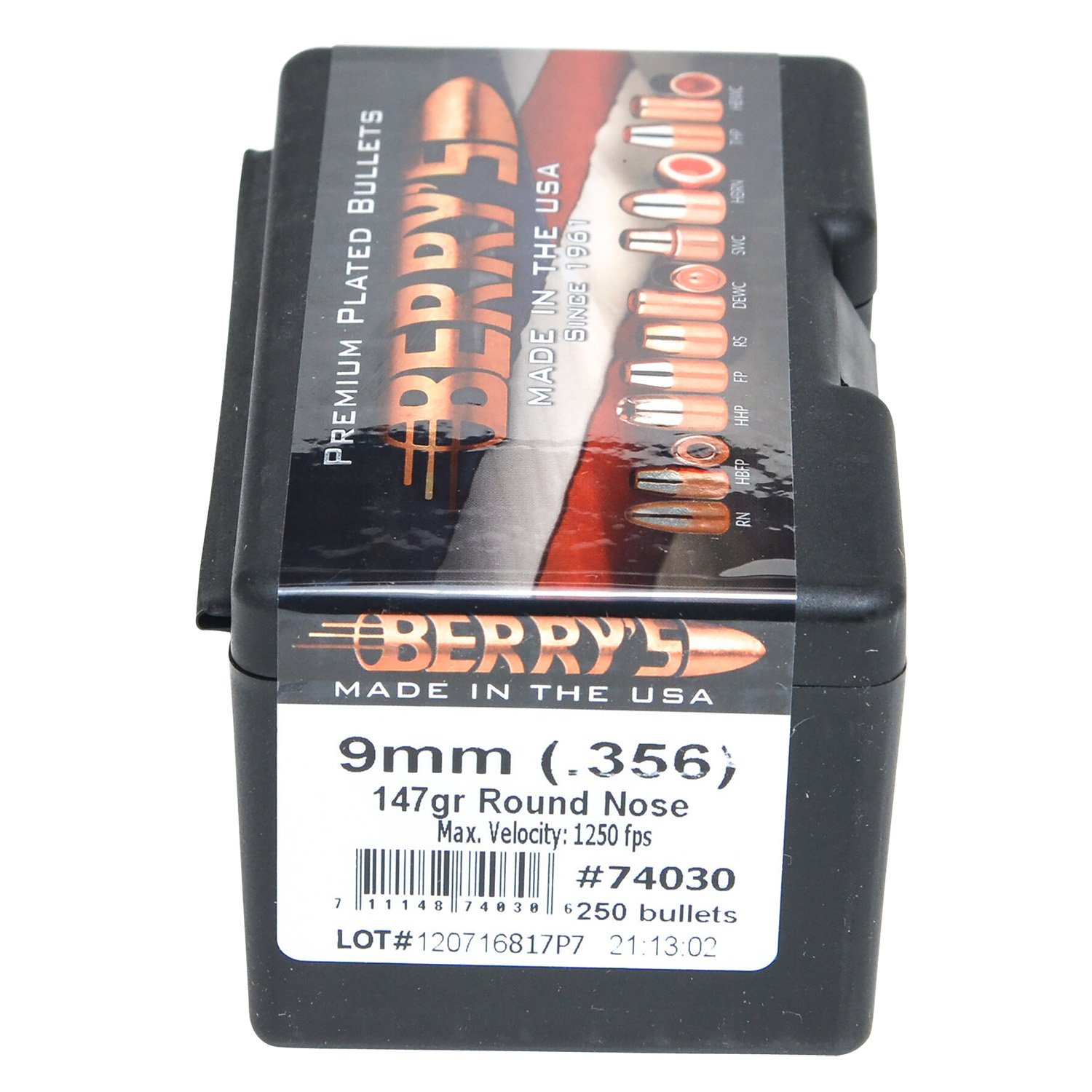Berry's 74030 Superior Pistol 9mm/356 147gr Round Nose 250/Box - Berry's Mfg - .356