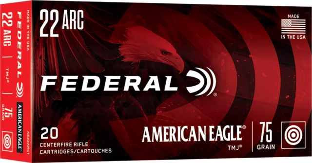 Federal American Eagle 22 ARC 75 Grain Total Metal Jacket 20 Round Box - Federal Ammunition - 22 ARC