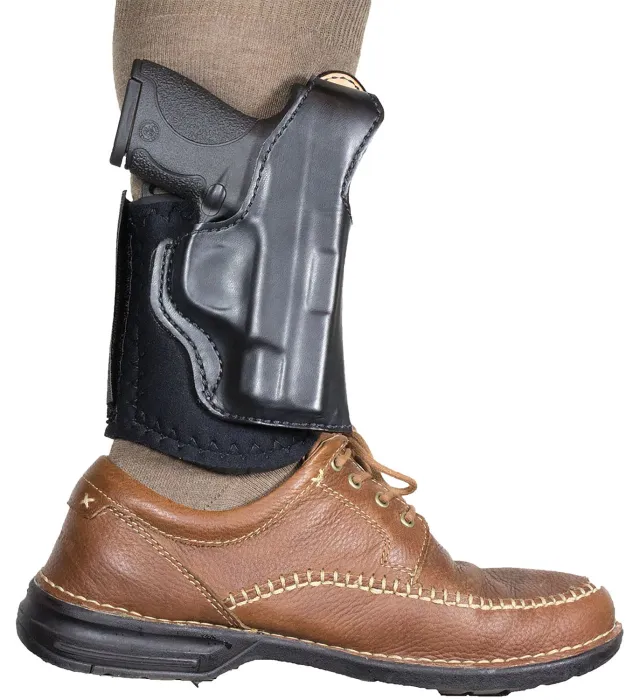 DeSantis 014PCX7Z0 Die Hard Ankle Rig Black Leather for S&W M&P Shield 9/40 - DeSantis
