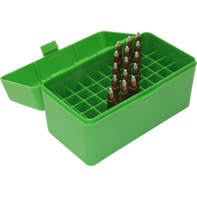 MTM 50 Round 223 270 WSSM 460 500 S&W Green Flip-Top Ammo Box (RSLD-50-10) - MTM Case-Gard - 22 CALIBER