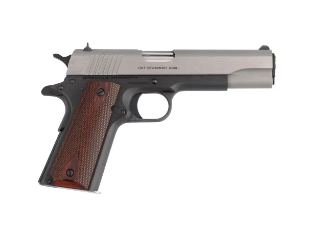 Colt O1911C-TT-E 1911 Government 45AP 7+1 Stainless Slide Rosewood Grips