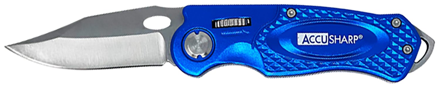 Buy AccuSharp Sport 3" Folding Knife with Stainless Steel Blade and Blue Aluminum Handle online