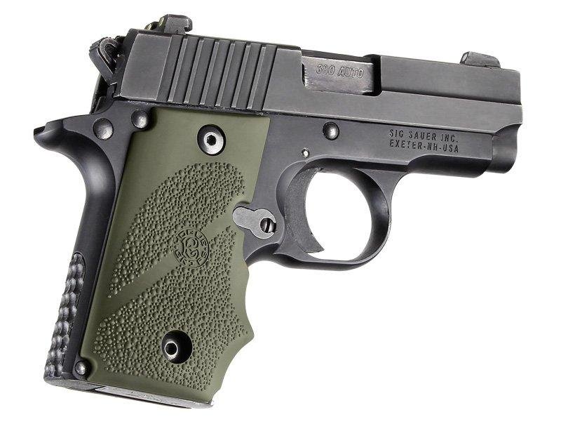 Hogue Sig P238 Rubber Grips w/ Finger Grooves Olive Drab Green - Hogue