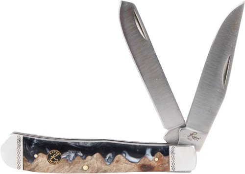 American Buffalo Knife&Tool ROPER LAHAR 2Blade Trapper 3.25In Wood Hndl - American Buffalo Knife & Tool