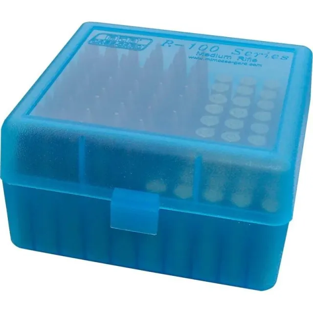 MTM Case-Gard DLX Ammo Box 100rd 22-250-458WIN CLRBL - Deluxe Rifle Ammo Box with Adjustable Inner Trays - Made in USA - MTM Case-Gard