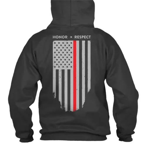 Thin Blue Line Hoodie Thin Red Line American Flag Honor Respect