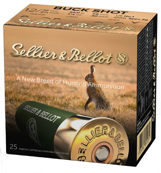 Sellier & Bellot SB12BSF Hunting 12 Gauge 2.75" 12 Pellets 1 Buck 1214 fps