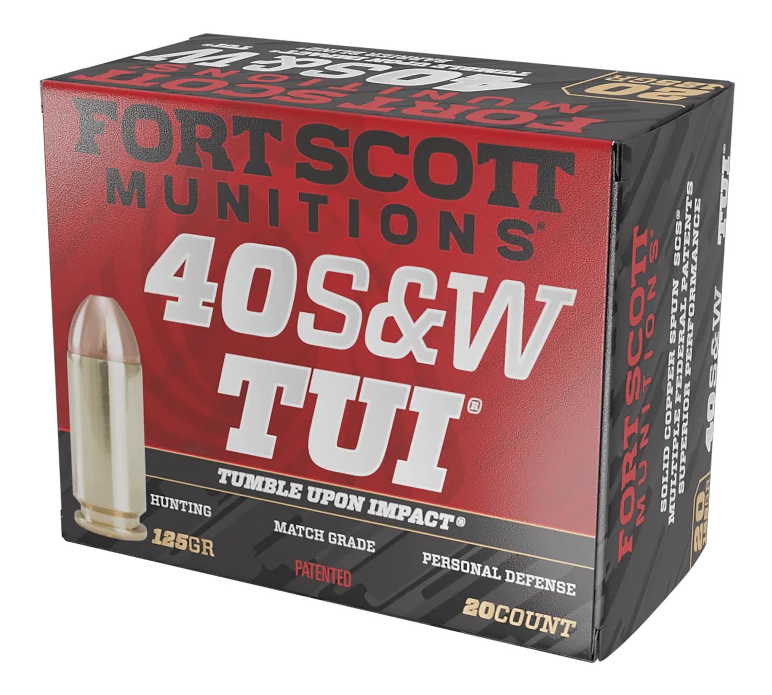 Fort Scott 400125SCV TUI 40S&W 125gr Solid Copper Ammo 20/Box - FSM - 40 S&W