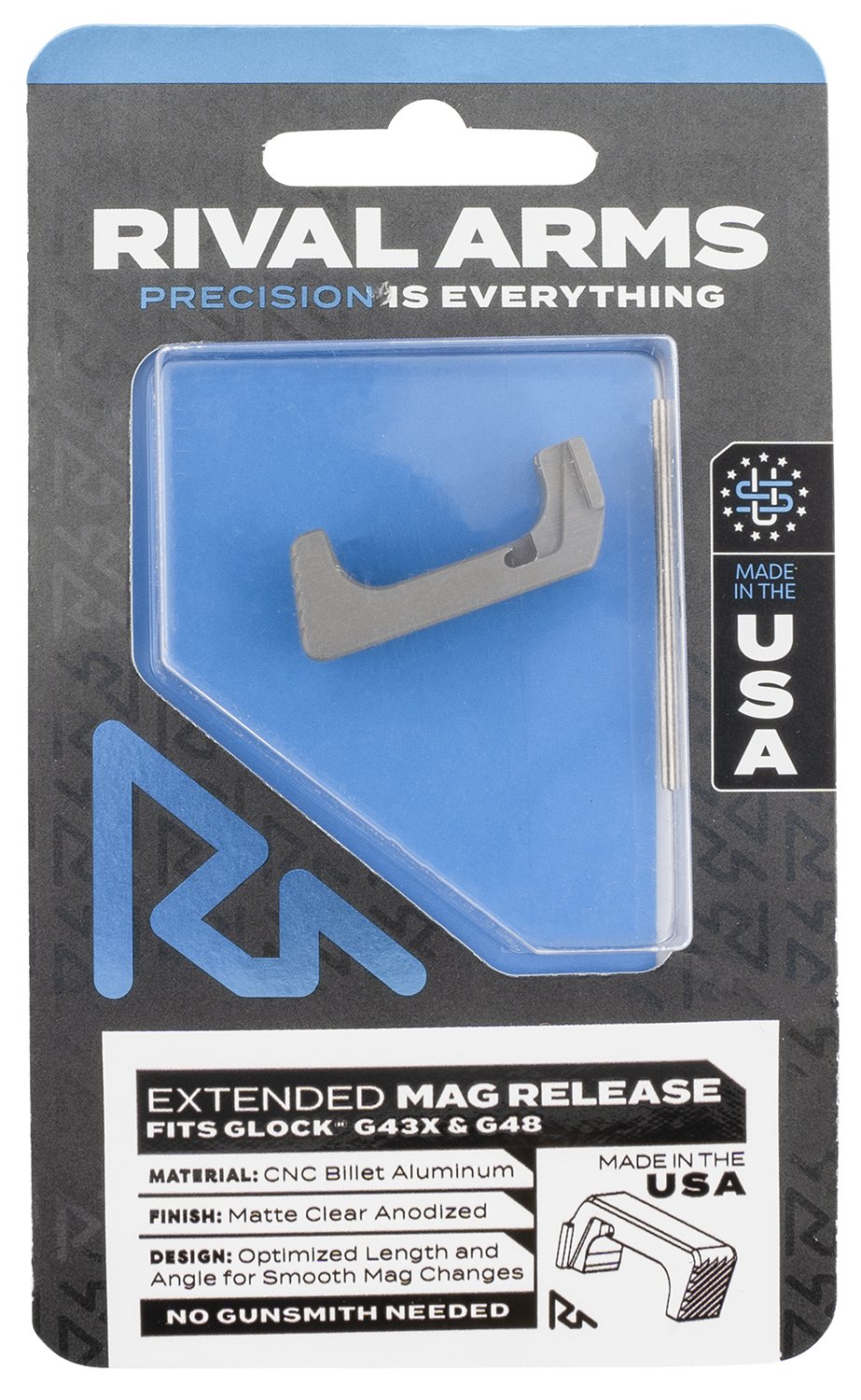 Buy Rival Arms Magazine Release Extended Silver Aluminum for Glock 43X/48 online