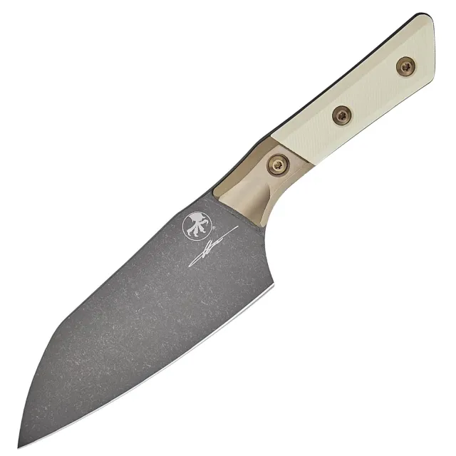 Microtech 3200B-1DLCIVS Santoku 6 In DLC Ivory G-10 Handle Titanium Bolster - MICROTECH