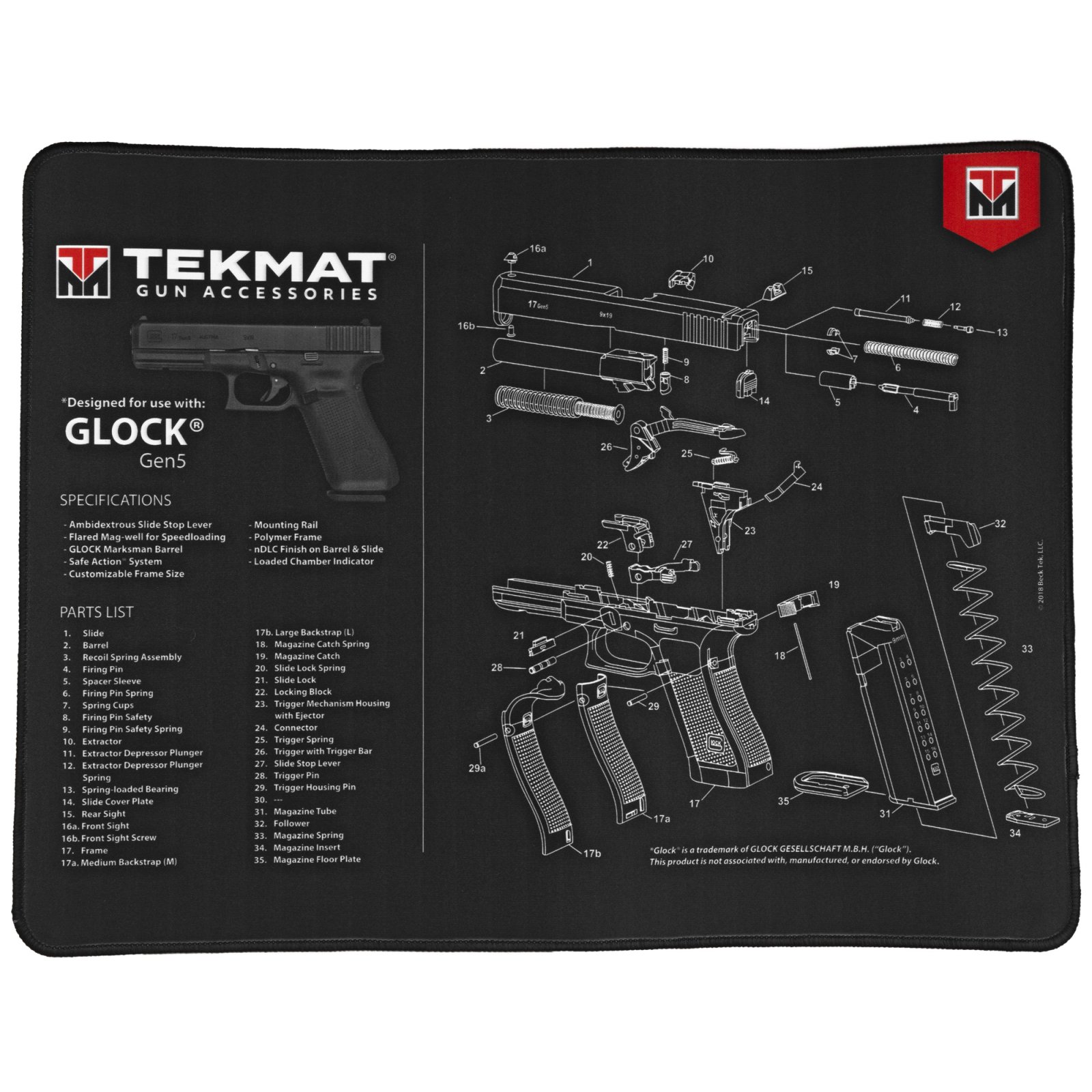 Buy TekMat TEKR20GLOCK-G5 Glock Gen 5 Ultra 20 Cleaning Mat Gen5 Parts... online