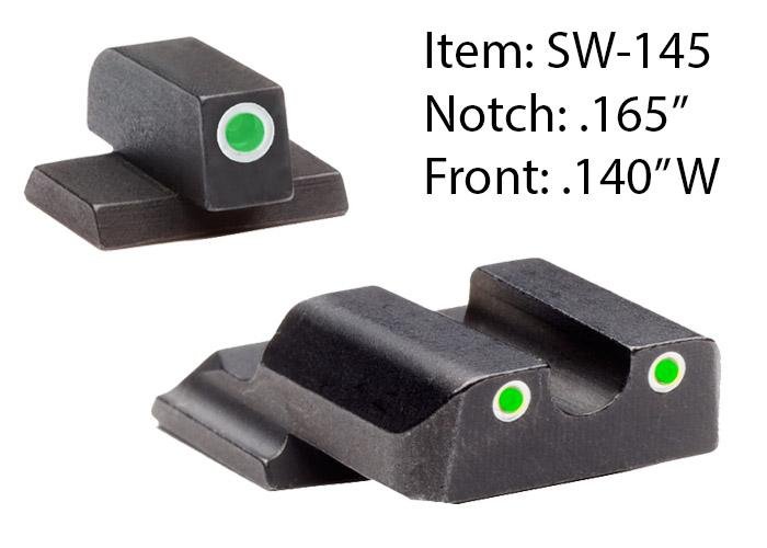 Ameriglo SW-145 Classic Tritium Night Sights S&W M&P Shield Green - Ameriglo