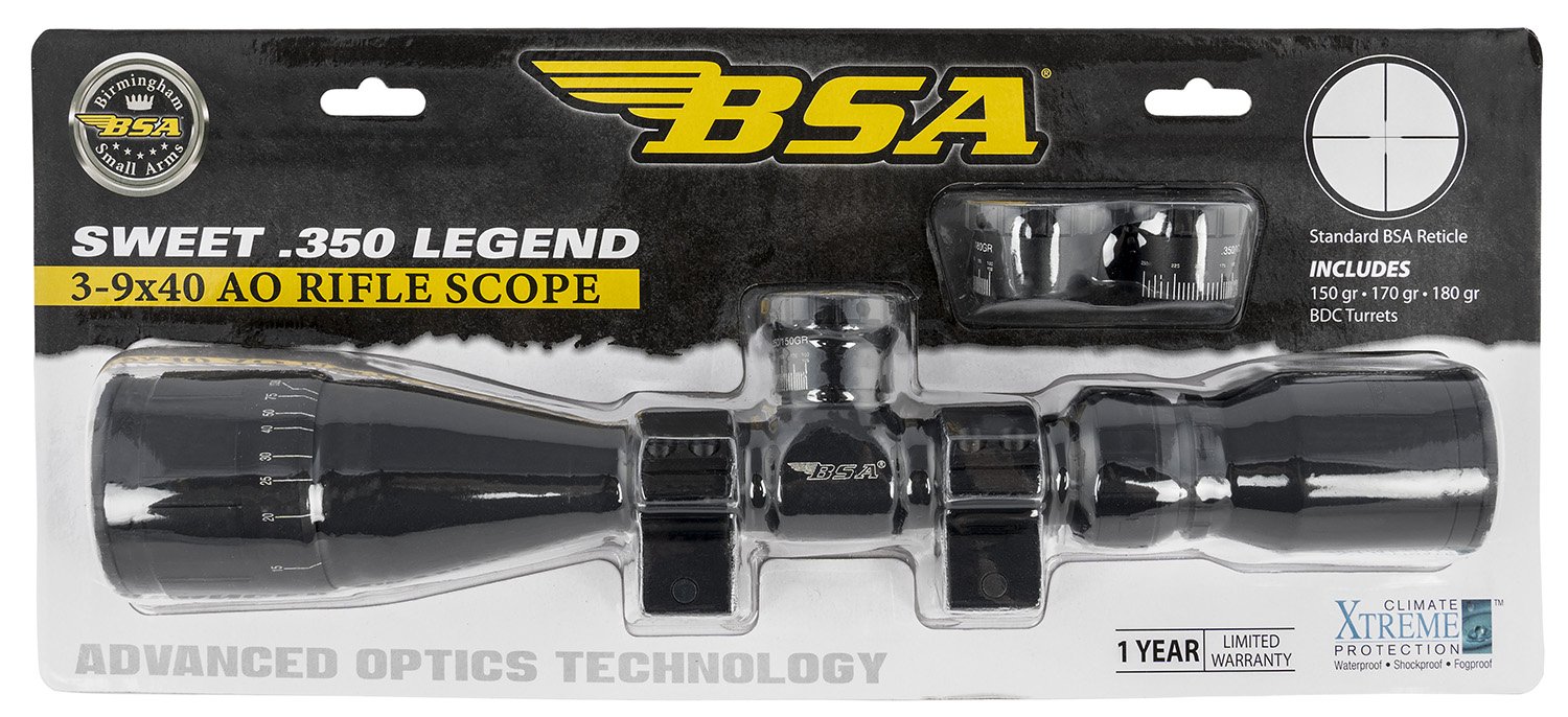 BSA Optics Sweet .350 Legend 3-9x40mm AO 30/30 35039X40AOWRTB - BSA Optics - 40MM AO