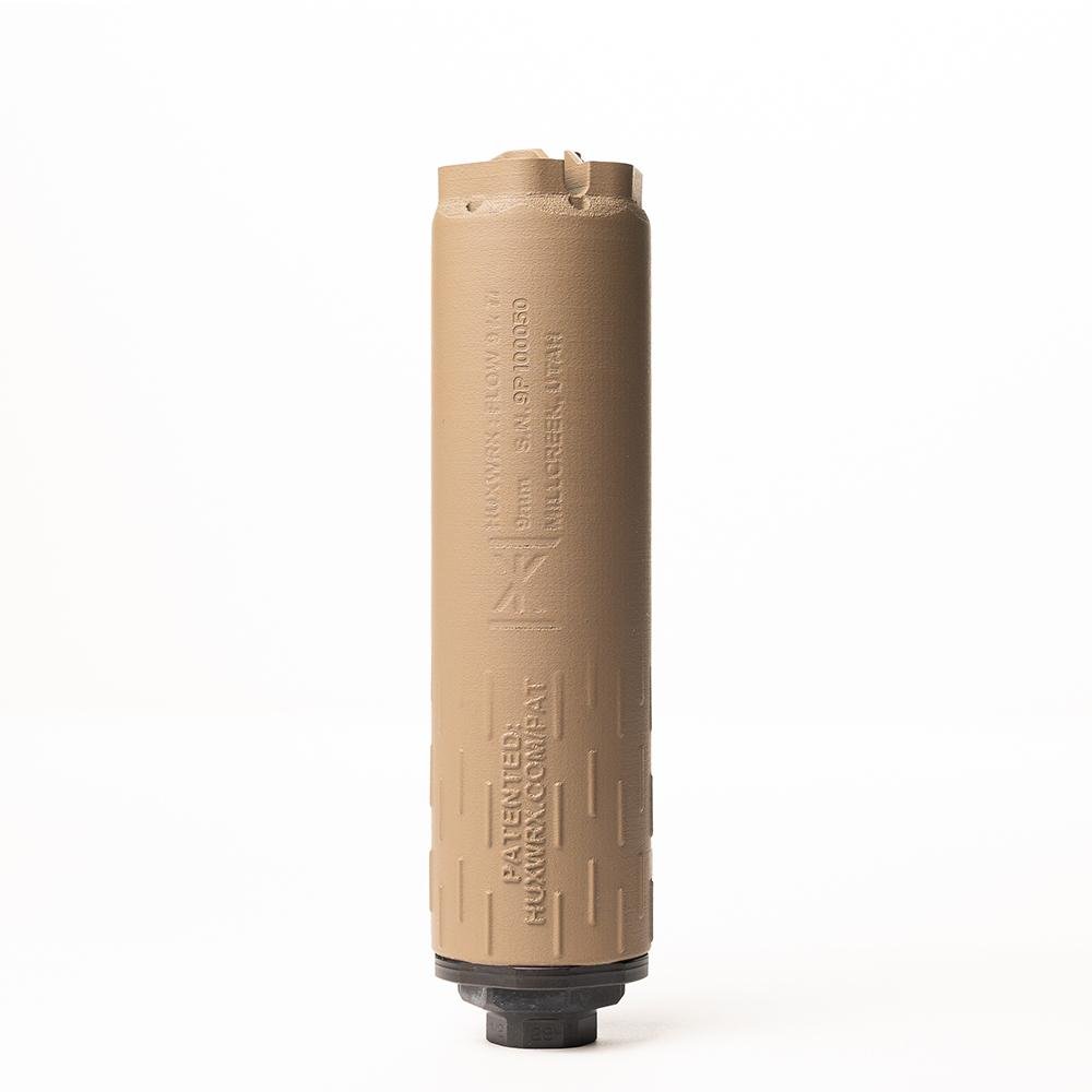 Huxwrx 3475 Flow 9K Ti Suppressor 9mm 1.47" FDE Grade 5 Titanium - HUXWRX - 9MM