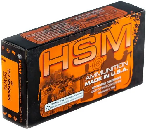 HSM 357Max-2-N 158GR JHP Ammo, 20 Rounds, 357 Maximum - HSM Ammunition - .357 MAGNUM