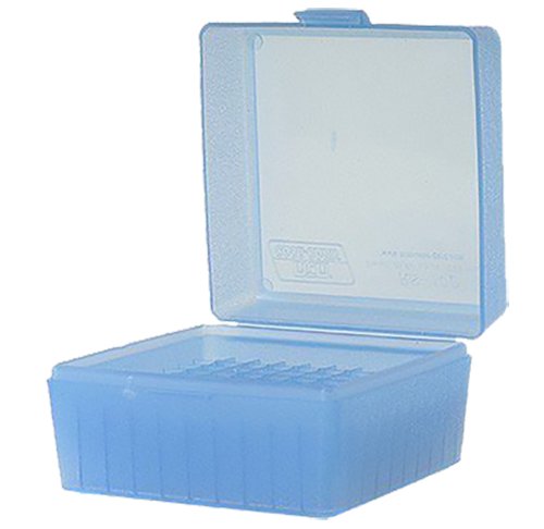 MTM Case-Gard R-100 Series Small Rifle Ammo Box - 100 Round - Clear Blue - MTM Case-Gard