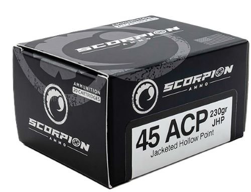 Scorpion 45230JHP S20 45ACP 230Gr JHP 20Rd Premium Ammo - Scorpion Ammo