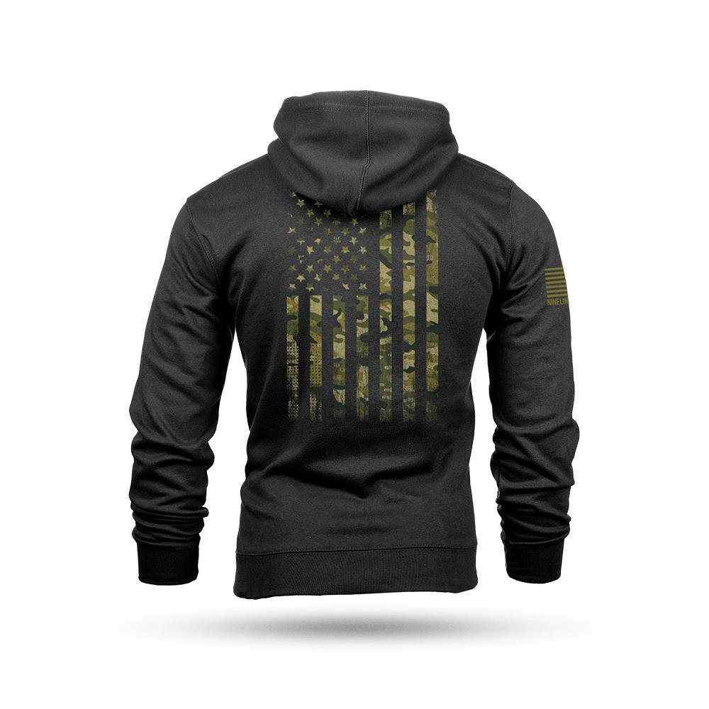 Nine Line American Camo Hooded Sweatshirt Black L - Nine Line Apparel