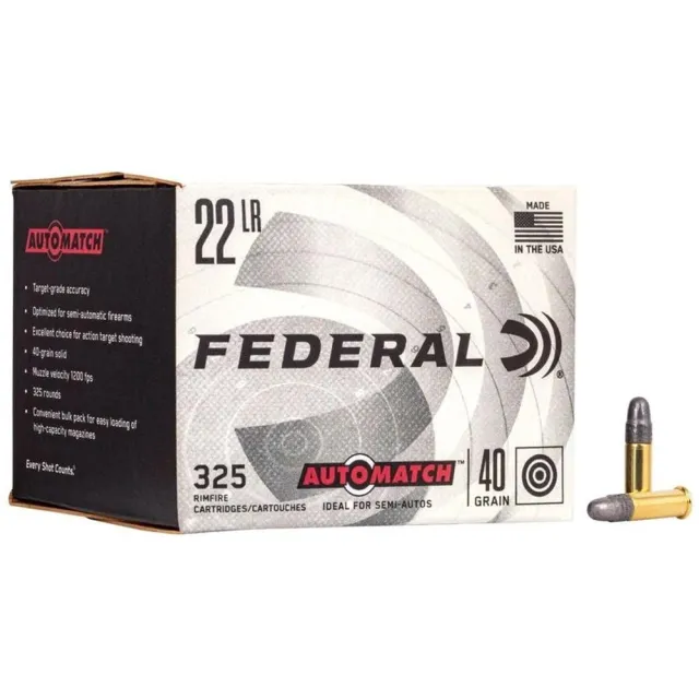 Federal AM22 AutoMatch 22LR 40GR Lead-RN 3250RD Case