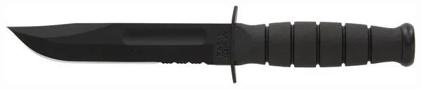 KA-BAR 1259 Short Fixed Knife Combo Edge Kraton Handle Nylon Sheath - Ka-Bar