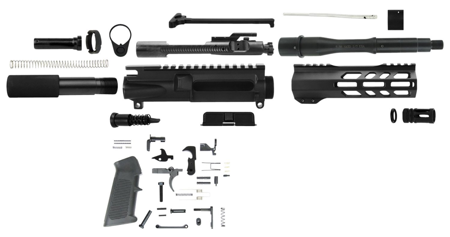 TacFire SSPK556LPK AR-15 Pistol Build Kit 5.56 NATO 7.5 In Black - TacFire